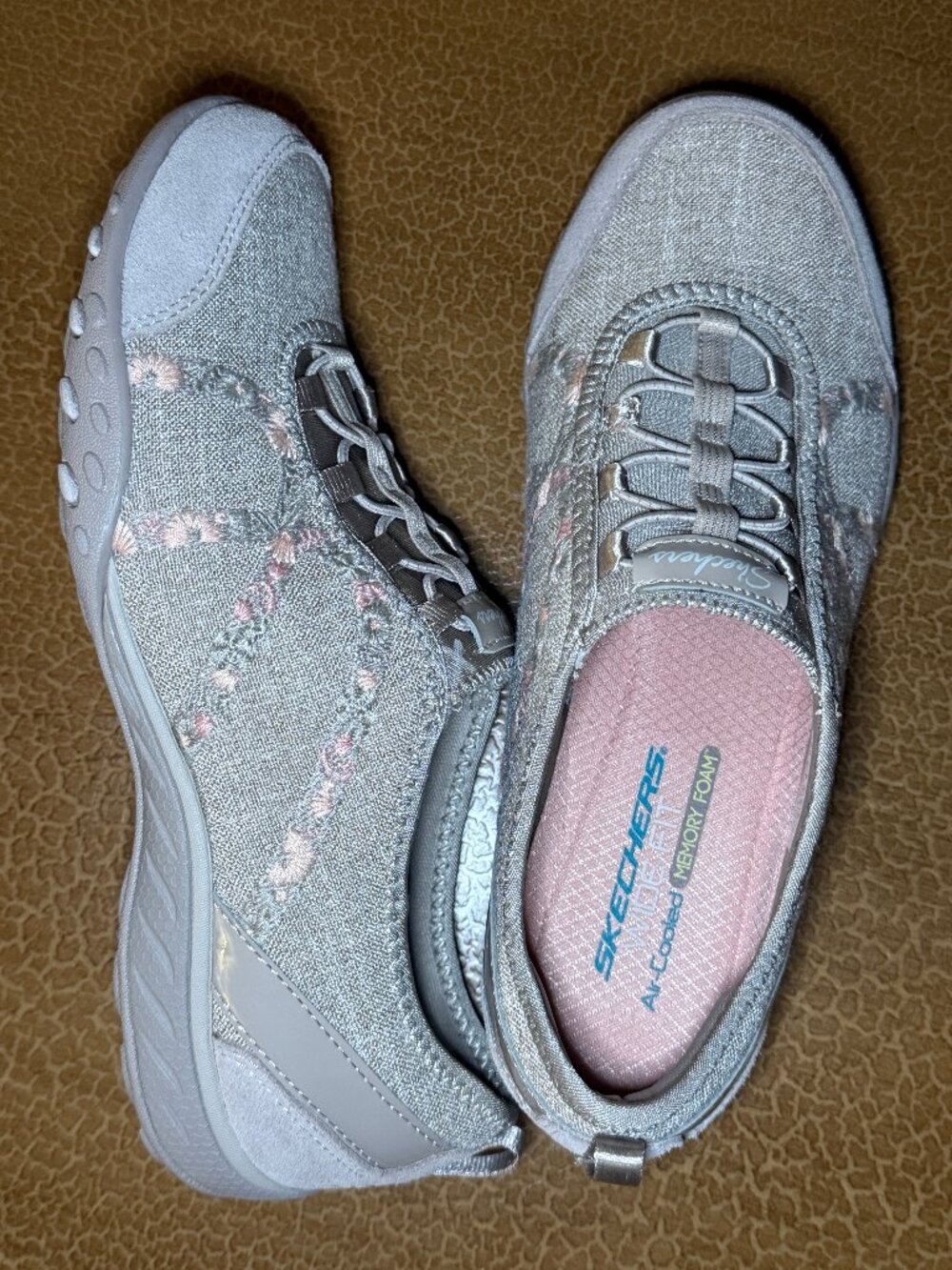 Skechers Air-Cooled Memory Foam Slip-On Shoes - Embroidered sides - Womens 8.5